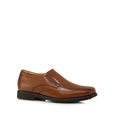 Tan leather padded slip on shoes